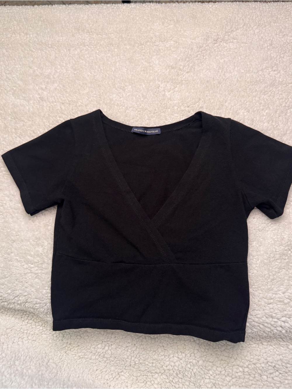 Brandy Melville Black Wrap-Front Crop Top